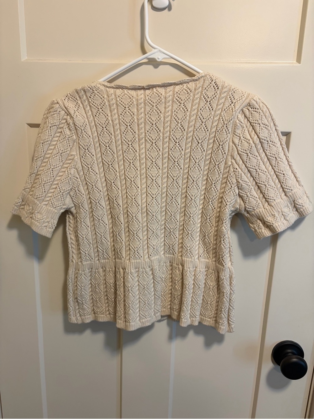 Roolee Cream Knit Button-Front Peplum Sweater - Picture 4 of 4